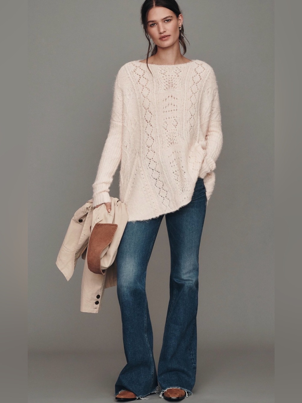 Anthropologie Long-Sleeve Pointelle Sweater NWT M